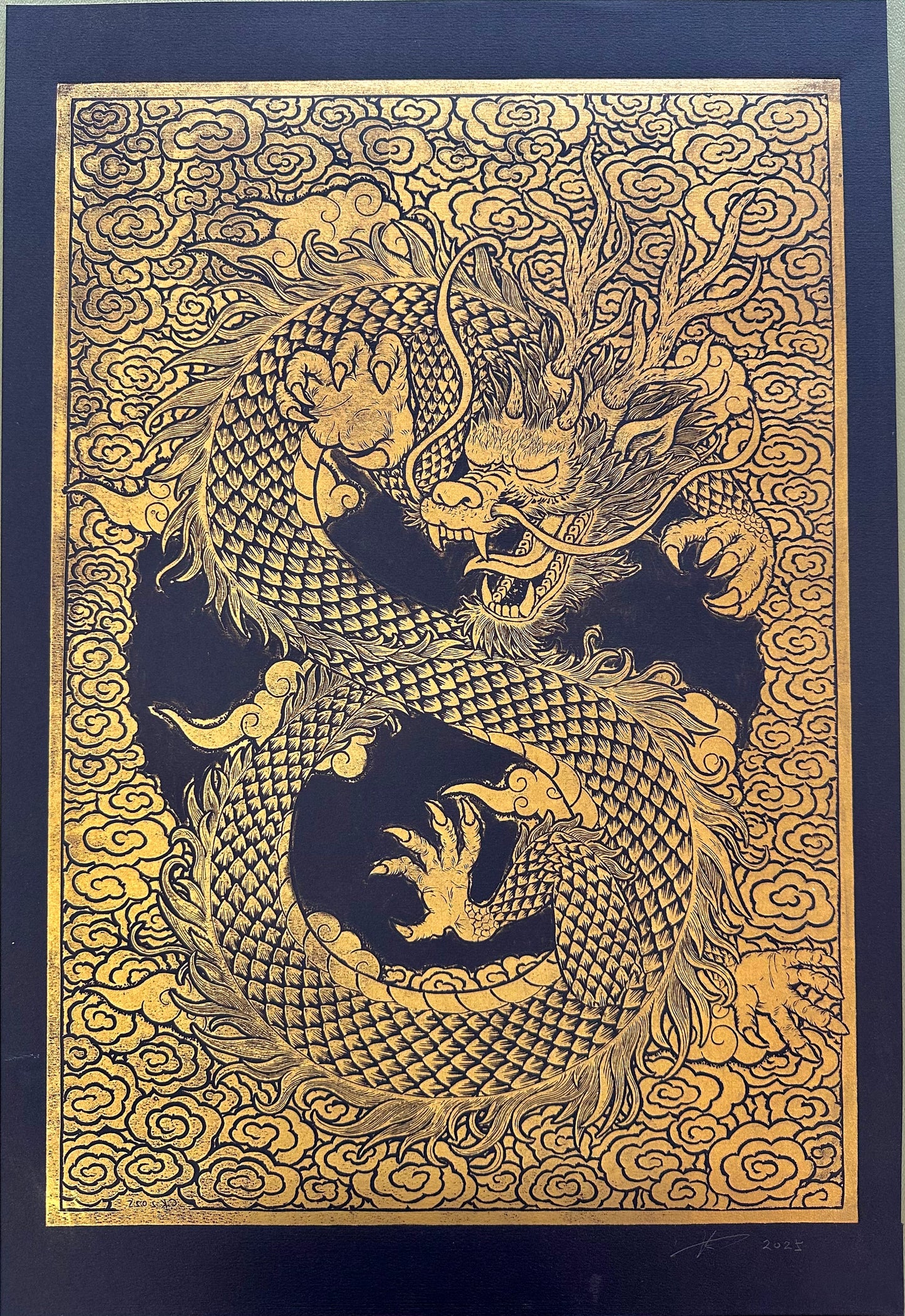 2026a The Eight Dragon (Gold Black) ,monotype 八龍 (金黑)(單版畫)